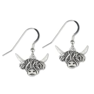 Highland Cow Earrings in Sterling Silver