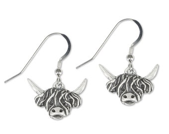 Orecchini mucca delle Highland in argento sterling - Italia