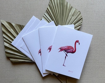 Cartes de vœux Flamingo, paquet de 3, vierges à l'intérieur, 4,25" x 5,5"