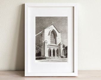 Marietta First Baptist Church Print - Giclee Print - Watercolor Painting - Church Painting - Fine Art Print - Home Decor - Wedding Gift