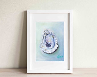 Oyster Shell I Print - Acrylic Painting - Fine Art Print - Housewarming Gift - Giclee Print - Beach Decor - Beach Art
