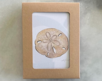 Sand Dollar Watercolor Notecards: Coastal Stationery Set, Beach Art Prints