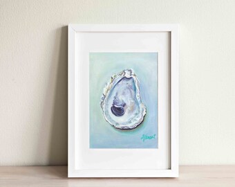 Oyster Shell II Print - Acrylic Painting - Fine Art Print - Housewarming Gift - Giclee Print - Beach Decor - Beach Art