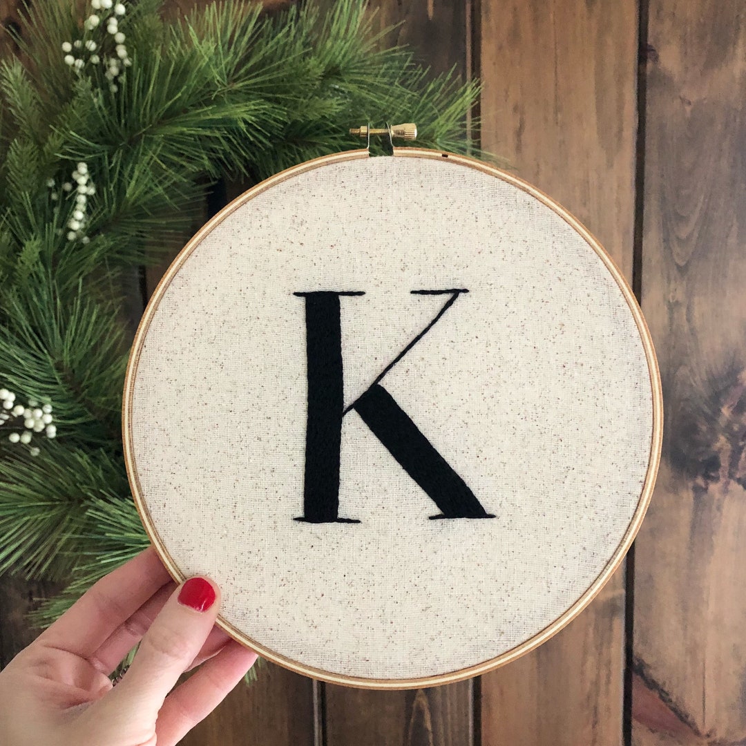 Hoop Lettering Block Letter Monogram Embroidery Hoop. Personalized Monogram Letter Art ...