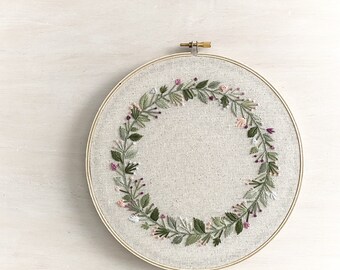 Circle Garden Embroidery Hoop. Embroidery Hoop. Home Decor. Wall Art. Floral Art. Floral Embroidery.