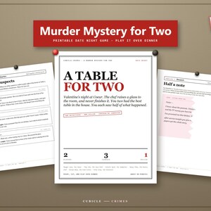 Juego de misterio y asesinato para dos / Noche romántica en casa / Juego de detectives imprimible para 2 jugadores / Regalo de San Valentín / Mesa para dos (PDF)