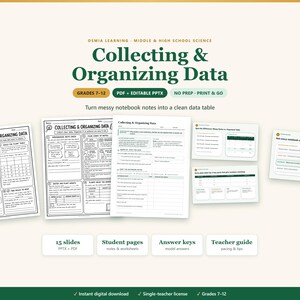 Lesmateriaal, dia's en werkbladen over het verzamelen en organiseren van data voor leerlingen van de 7e tot en met de 12e klas.