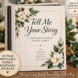 Tell Me Your Story | 43-Page Printable Family Memory & Keepsake Journal