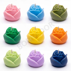 Rose Bud Candle Favors, Wedding Favors for Guests, Personalized Tag, Bridal Shower, Quinceañera, Handmade in Mexico image 2