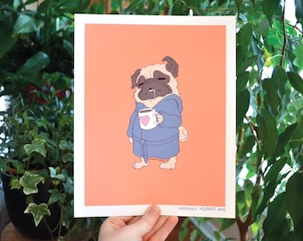 Coffee Pug Art Print