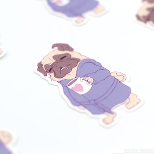 Coffee Pug Sticker Waterproof Vinyl Sticker image 2