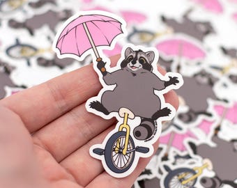 Sticker raton laveur de cirque | Autocollant imperméable en vinyle | Sticker Panda poubelle