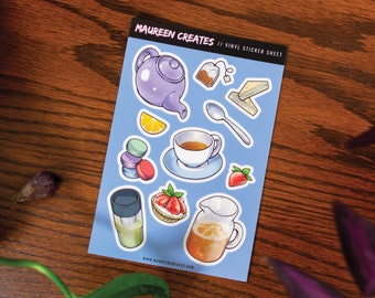 Tea Sticker Sheet | Vinyl Sticker Sheet | Waterproof Vinyl Stickers