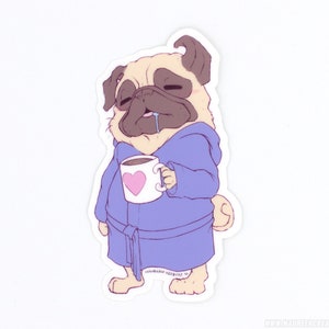 Coffee Pug Sticker Waterproof Vinyl Sticker image 4