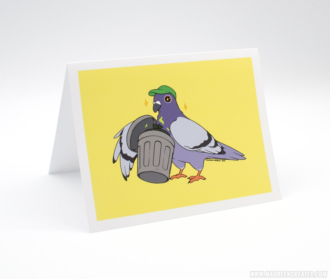 Trash Pigeon Greeting Card Trash Dove Etsy