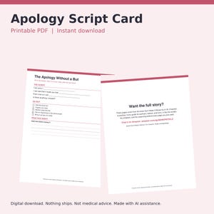 Guion de disculpa imprimible, plantilla de disculpa para parejas, hoja de trabajo sobre cómo pedir perdón, PDF para la reparación de parejas
