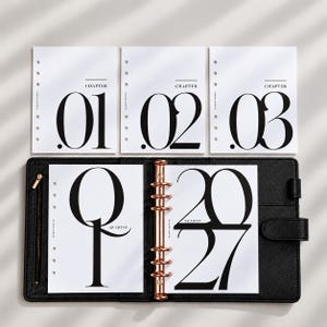 17-Piece Planner Inserts | Yearly, Quarterly & Monthly Dashboard Set | A5, A6, Personal, Half Letter | Elavae Paper Classic Collection
