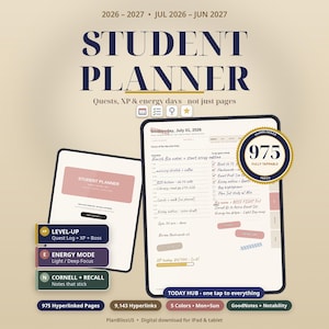 Student Planner 2026-2027 Digital Planner for GoodNotes & Notability, Academic Planner Assignment Tracker, Study Planner, College Planner