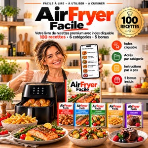 Air Fryer Easy: 100 recept i PDF + Cliquable Index och 5 bonusar