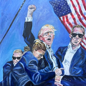 Donald Trump Iconic Assasination Attempt Print of Painting by Melissa Bollen Trump