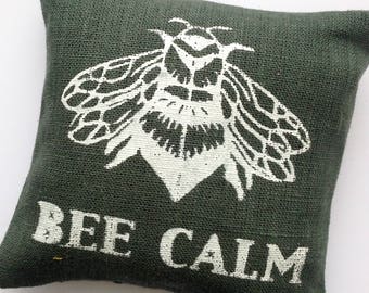 Honeybee linen sachet cushion filled with fragrant lavender: Bee Calm