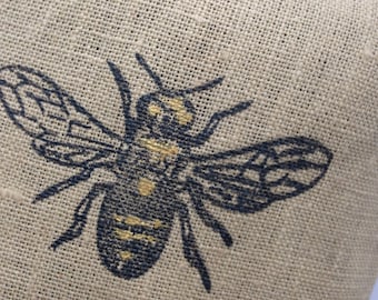 Golden Honeybee linen sachet cushion filled with fragrant lavender