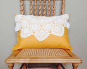 Linen Pillow with Vintage Crochet Doily