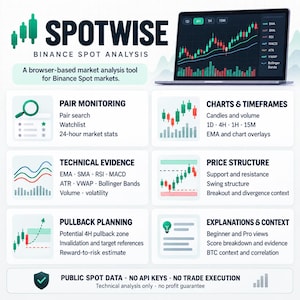 Crypto Spot Analyzer | Dashboard voor technische crypto-analyse van BTC en altcoins