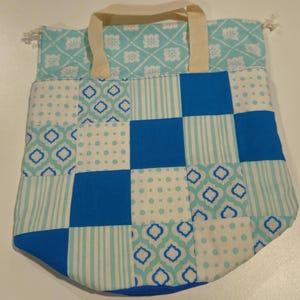 Borsa per progetti di patchwork trapuntato: borsa a secchiello rotonda con coulisse da 50 cm (20 pollici)