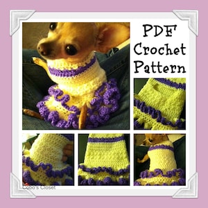 PDF Crochet: Pretty Frills Dog Dress Pattern - INSTANT DOWNLOAD