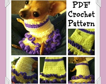 PDF Crochet: Pretty Frills Dog Dress Pattern - INSTANT DOWNLOAD