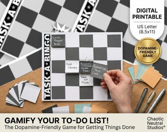 Task Bingo ADHD To-Do List Game, Non-Linear Productivity Planner (Digital Download)