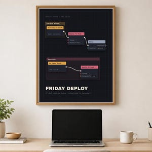 Grappige programmeurposter – Friday Deploy, cadeau voor software-engineers, digitale download
