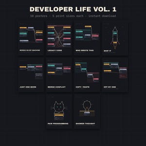Programmer Poster Bundle Vol 1 – Set of 10 Funny Developer Prints, Digital Download