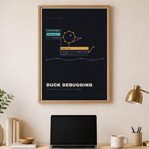 Funny Programmer Poster – Duck Debugging, Software Engineer Gift, Digital Download