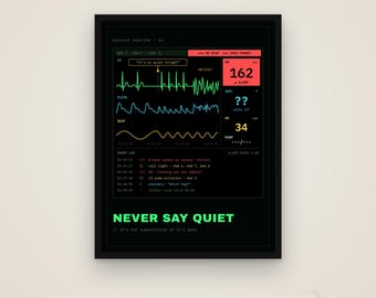 Nunca digas silencio: póster divertido para enfermeras, regalo para enfermeras de la UCI, descarga digital.