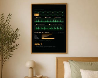 Funny Nurse Poster – Bed 7, Nurse Gift, Digital Download