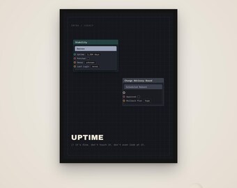 Uptime – Rolig IT-supportposter, Sysadmin-present, digital nedladdning