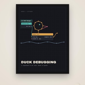Duck Debugging – Grappige poster voor programmeurs, cadeau voor software-engineers, digitale download