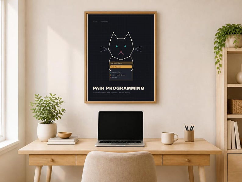 Funny Programmer Poster – Pair Programming, Software Engineer Gift, Digital Download image 2
