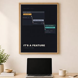 Game Developer Poster – It's A Feature, Indie Dev Gift, Digital Download