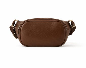 Sac banane minimaliste en cuir véritable.