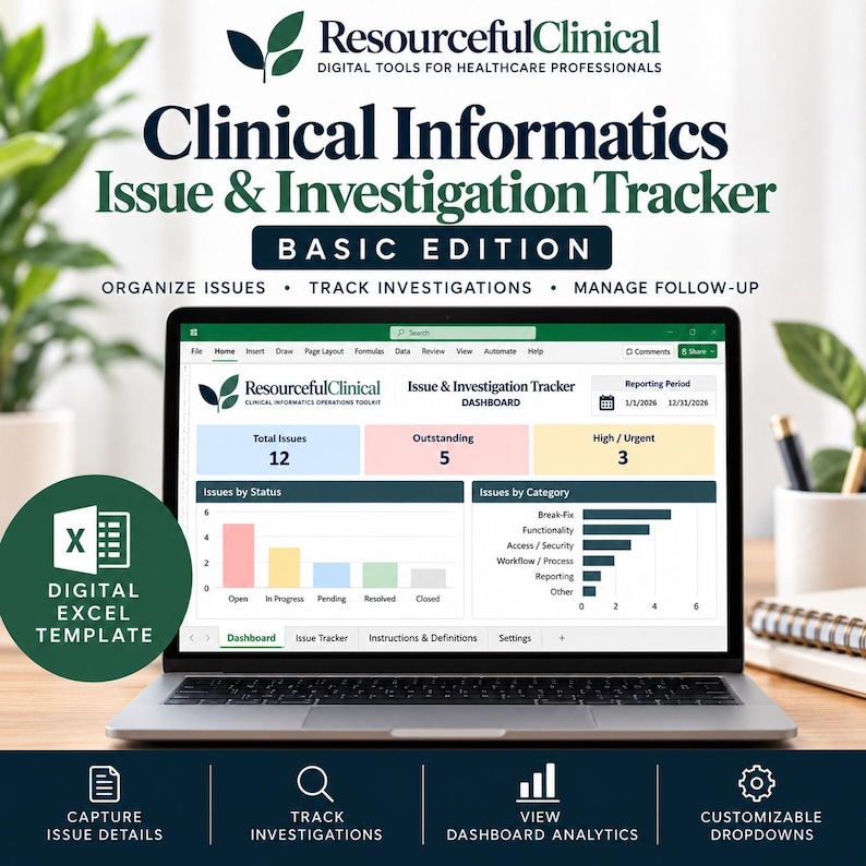 Clinical Informatics Issue Tracker | Healthcare Excel Template (basic ...