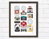 Retro Mid Century Colour Camera Art poster A3 or 11 x14