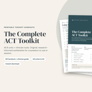 Pacchetto completo di materiali per la terapia ACT, 60 schede di lavoro stampabili, strumenti per i clinici (download digitale)