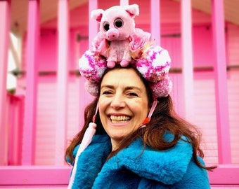 Pretty pom pom piggy - festival headwear - Fairylove
