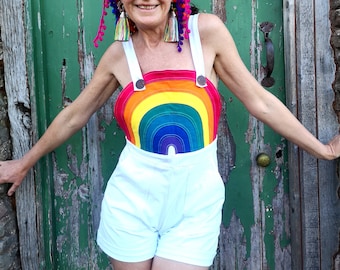 Rainbow dreams dungarees/ white - fairylove