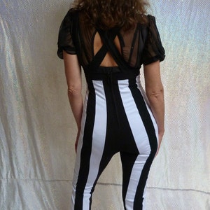 Long black and white striped underbust dungarees / bodysuit fairylove image 5