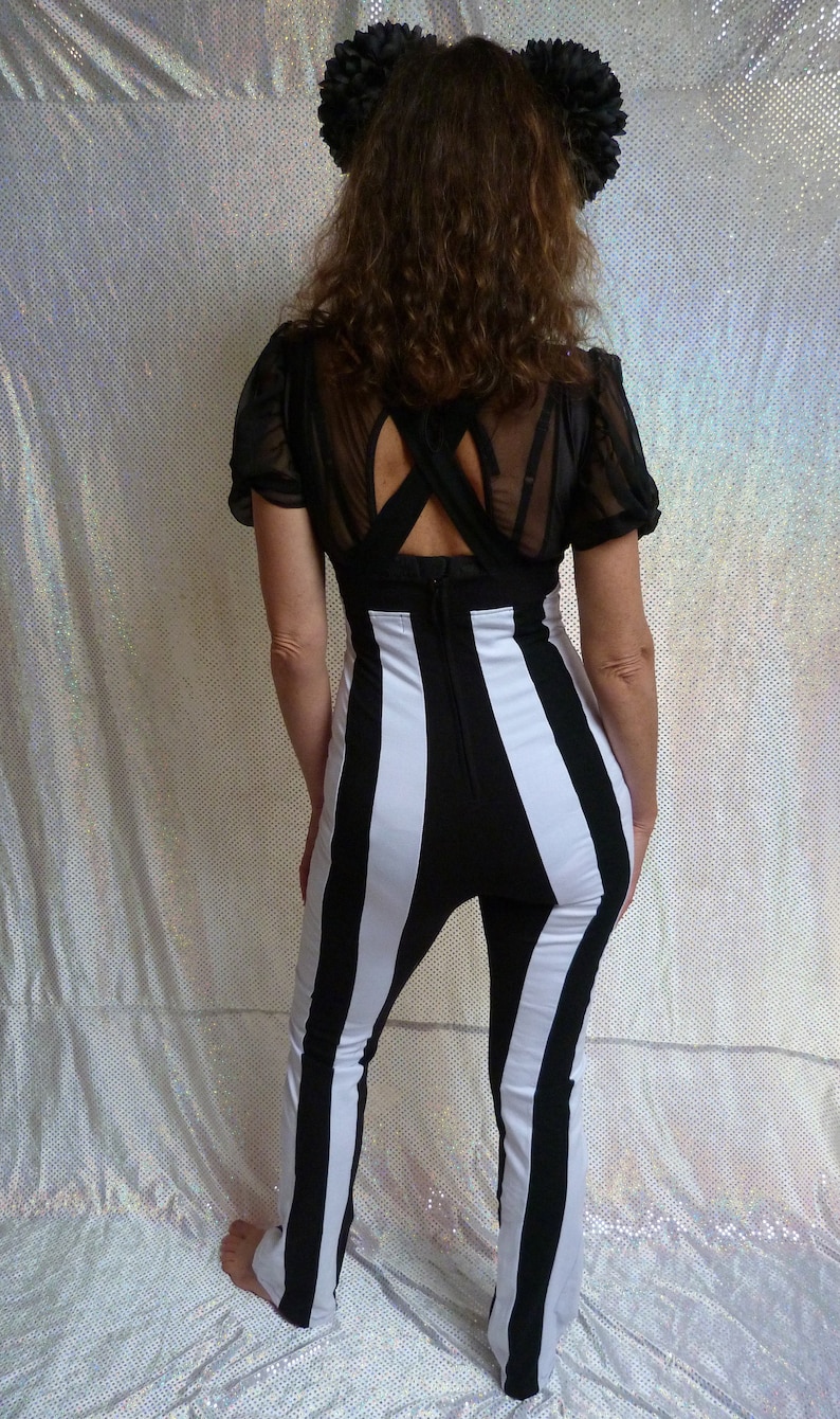 Long black and white striped underbust dungarees / bodysuit fairylove image 5