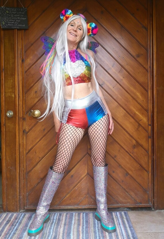 High Waisted Metallic Spandex Hotpants Fairylove Etsy